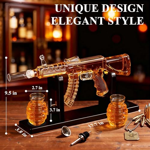 Oaksea Whisky Karaffe Geschenkset mit 2 Shot Gläsern, Geschenke für Männer – Ansicht 3