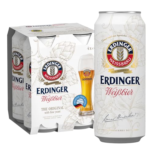 Erdinger Weissbier Wheat Beer Can 500ml (Pack of 4)