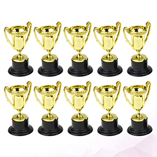 Mini Copos de troféu de premiação dourada: Conjunto de troféu colorido dourado 10 peças para lembran