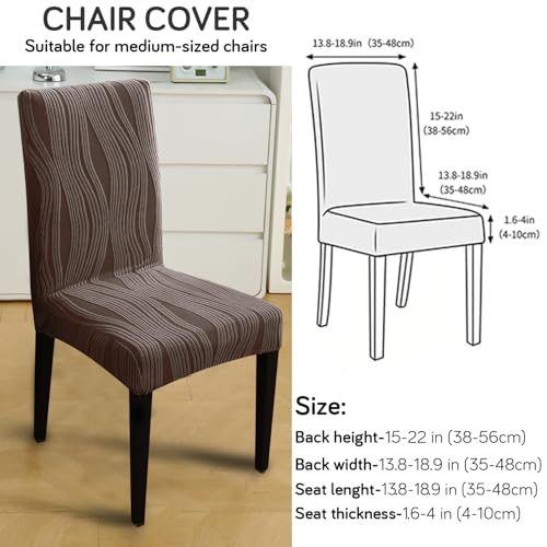 Image of HOKIPO 200 GSM Stretchable Knitting Jacquard Chair Cover Set of 1,'Nestiva Series' Chocolate Brown (AR-6072-BR)