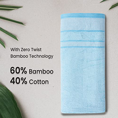 Image of Zero Twist Bamboo Towels for Bath Large Size | Ultra Soft, Highly Absorbent, Quick Dry, Anti Bacterial Bamboo Bath Towel for Men & Women || 450 GSM, 29 x 59 Inches (1, Sky Blue)