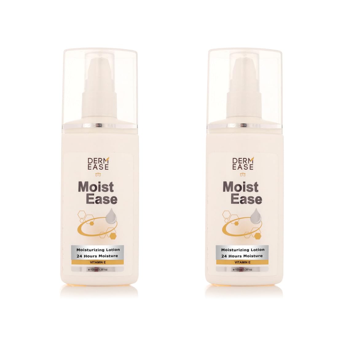 Moist Ease Moisturizing Lotion Enriched with Vitamin E, Glycerin, Aloe Vera Extract and Cocoa Butter | All Type of Skins Pack Of 2 (100ml Each)