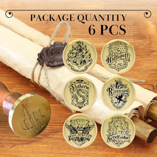 Pack of 6 Wax Seal Stamps – Wax Seal Stamp Harry Potter 6PCS and 1 Wooden Hilt Harry Potter Kit Sealing Vintage Set for Postcard Invitation Letters Gifts Envelope Crafts and DIY - Thumbnail 4