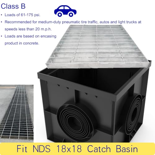 Image of Galvanized Steel Drain Grate, Driveway Channel Cover 18x18 in