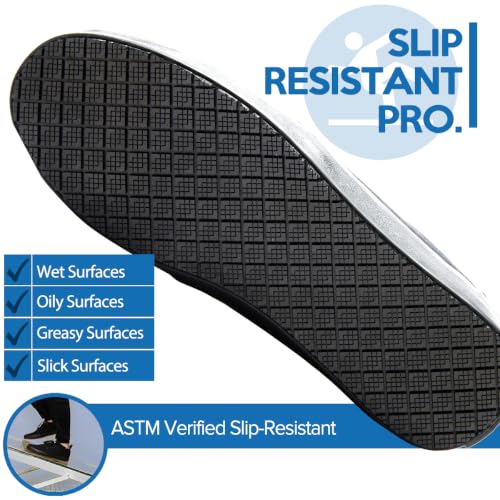 Image of Non-Slip Work Shoes for Men & Women, Unisex Water-Resistant Slip-Resistant (Wet & Greasy) Canvas Sneakers for Food Service, Comfortable Restaurant Shoes for Chef Server, Culinary Kitchen Cook Shoes