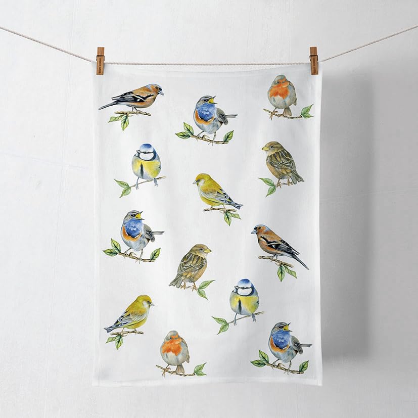 Ambiente Tea Towel Kitchen Towel Drying Towel 50 x 70 cm 100% Cotton Birds Bird Species Spring Summer Garden Bird Species, 17818135