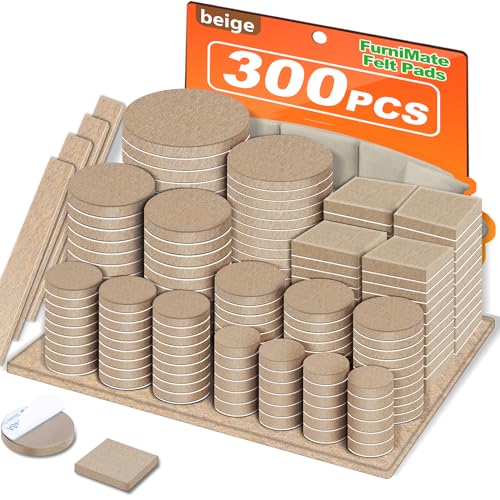 Felt Furniture Pads 300 Pieces, Furniture Pads for Hardwood Floors,