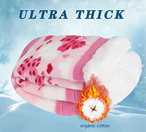 Image of 3 Pairs Fuzzy Slipper Socks for Women Men, Winter Warm Soft Fleece Lined Non Skid