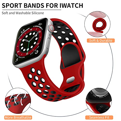 Image of Lerobo Sport Band Compatible with Apple Watch Band Ultra 49mm 45mm 44mm 42mm 41mm 40mm 38mm for Men Women,Soft Silicone Breathable Strap Sport Band for iWatch Ultra 2 SE Series 9 8 7 6 5 4 3 2 1