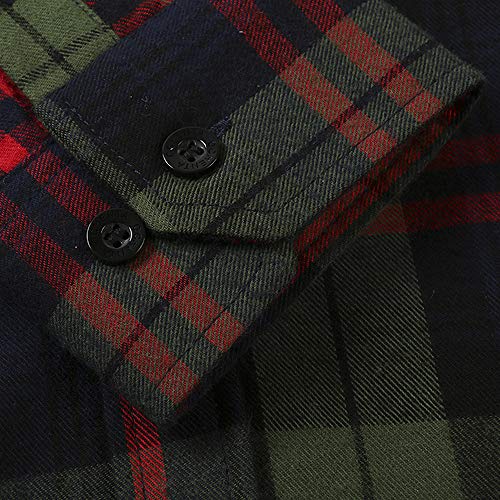 Image of OCHENTA Men's & Boys' Long Sleeve Button Down Plaid Flannel Shirt