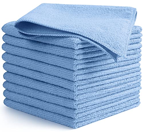 AIDEA Paños de Limpieza de Microfibra, Reutilizables, sin Pelusa y Muy absorbentes, paños de Limpieza Reutilizables para el hogar, la Cocina, el Coche, Las Ventanas 30 x 30 cm, Azul (Paquete de 10)