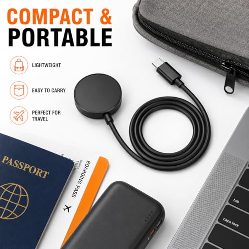 Image of Mizi USB-C Charger for Samsung Galaxy Watch 8 /8 Classic /Ultra /7 /6 /5 /4 /3 /Active 2 /1, Magnetic Fast Charging 3.3FT Cable - Black
