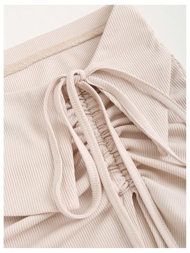 Floerns Women's Drawstring Slit Side Ruched Skirt Asymmetrical Waist Pencil Mini Skirts4