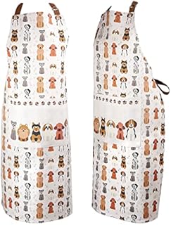 SPOTTED DOG GIFT COMPANY - Cooking Apron for Women with Pocket for Cooks, Baking, Adult Size with Dog Breeds Print 100% Cotton  Animal Themed Gifts for Dog Lovers Owners