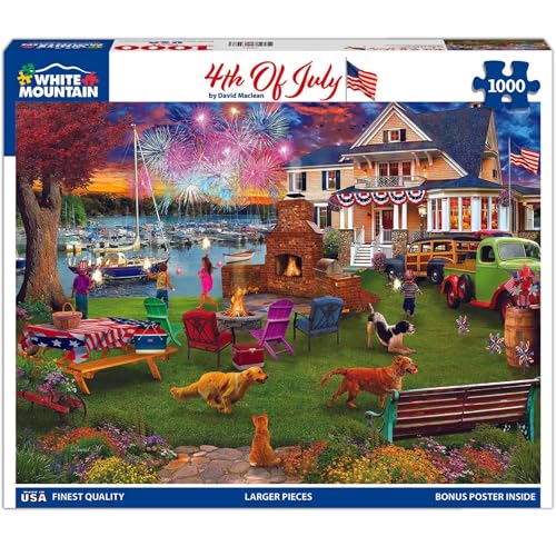 White Mountain 1000 Piece Jigsaw Puzzle Patriotic Summer Celebration Puzzles with Large Pieces for...