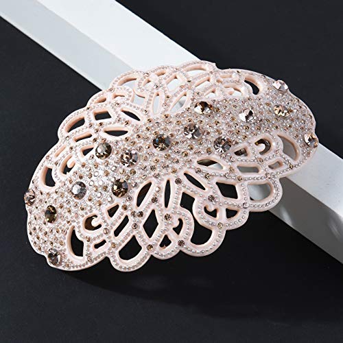 Large Victorian Styled Austrian Rhinestone Crystal Black Or Ivory Hair Clip Barrette Ponytail Holder Hair Jewelry C7841 (Ivory) #TOP1