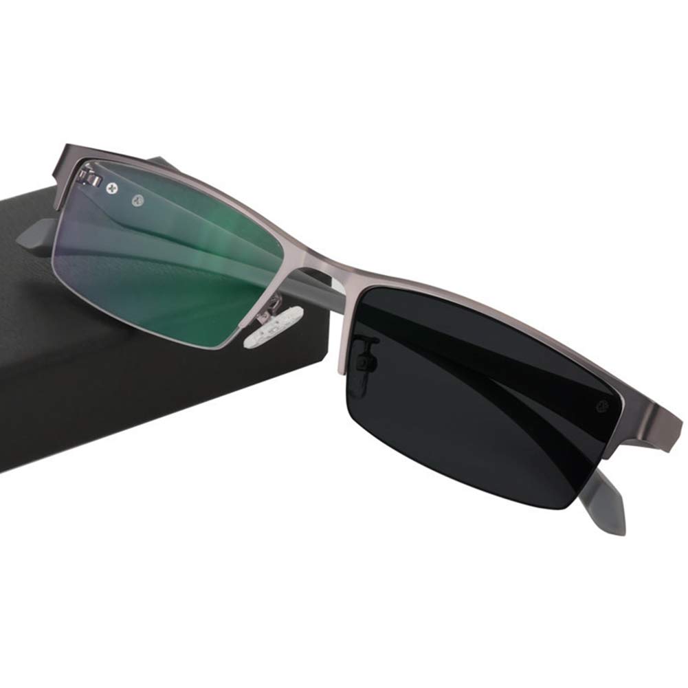 Okulary do czytania unisex z połową felgą, kieszonkowy czytnik metalowa ramka z etui okulary przeciwsłoneczne Uv400