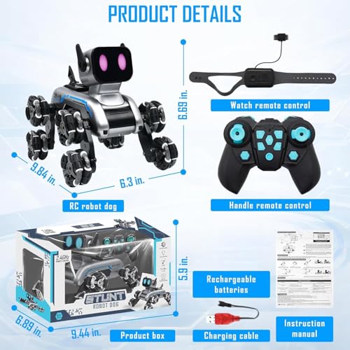 Image of TheLittleOnes Remote Control Robot Dog - RC Car 8x8 Wheel Drive Gesture Sensor RC Stunt Car High-Speed Double Sided 2.4GHz Remote Control Birthday Gifts Toys For Kids & Adults Boys & Girls[8WD PRO NEW