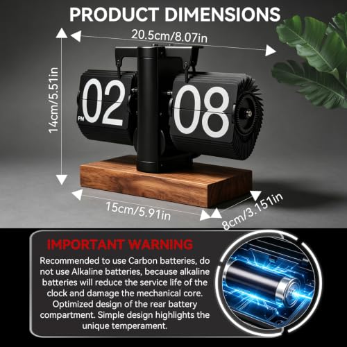 Miniatura 3 de Cyrank Reloj De Escritorio Con Tapa, Reloj Digital Retro Con Tapa, Reloj Digital Con Tapa, Reloj Mecánico, Reloj Con Tapa, Reloj De Tubo De Giro Automático Vintage Negro Un
