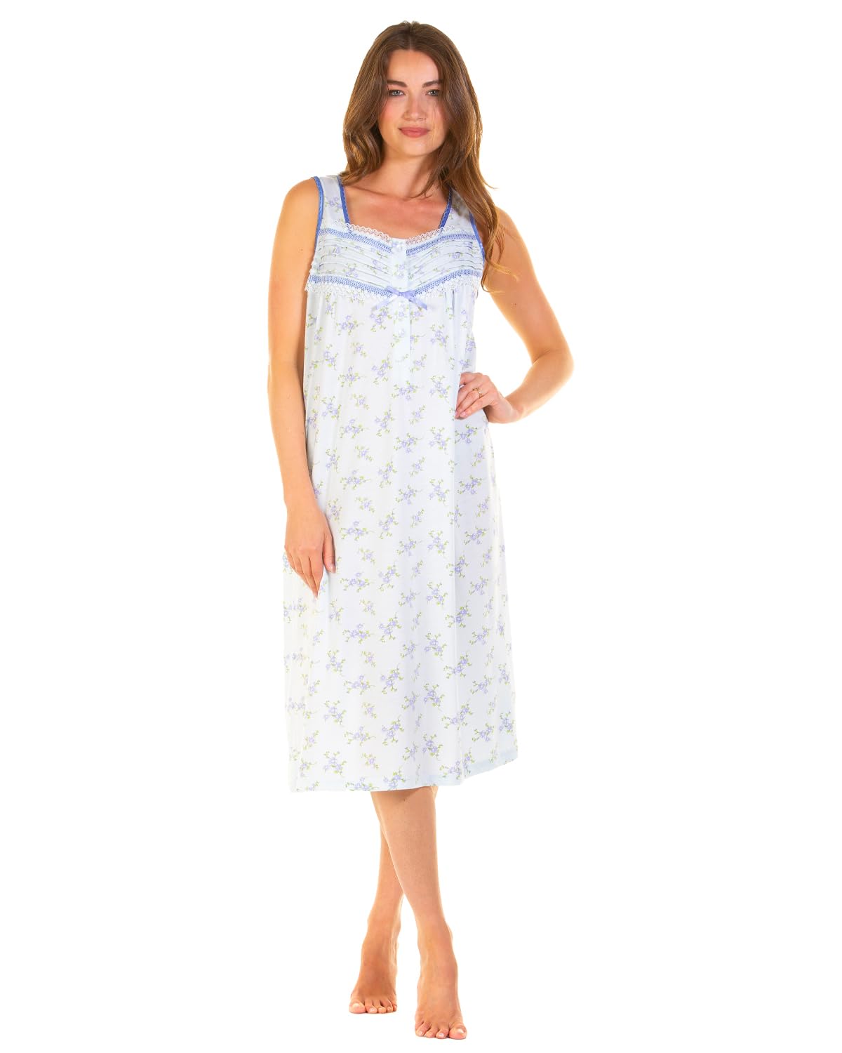 Undercover Ladies 'Primrose in Bloom' Jersey Sleeveless Nightie 23347 Blue M-L