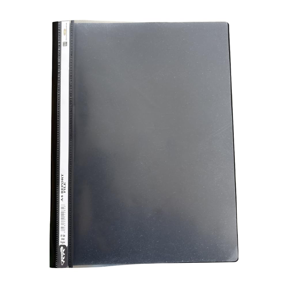 JMS we create smile (Pack of 50) A4 Black Project Report Folder Files with Transparent Cover for Presentations – Paper Document Organiser Plastic Folder (Black)
