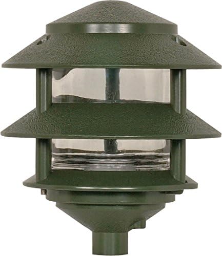 Nuvo SF77/323 One 2 Louver Hood Outdoor Pagoda Landscape Pathway Light, 2 Tier-Small, Green