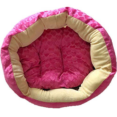 La La Pet Round Pet Bed Washable for Cats Small Dogs Donut Cuddler Calming Bed Self Warming Oval Cat Bed for Improved Sleep, Rose Red