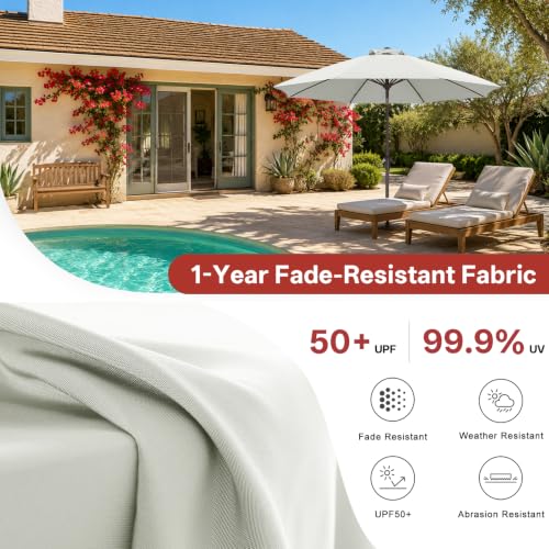 Image of ABCCANOPY 11FT Patio Umbrella, Outdoor Waterproof Table Umbrella with Push Button Tilt and Crank, 8 Ribs UV Protection Pool Umbrella for Garden, Lawn, Deck & Backyard (Beige)