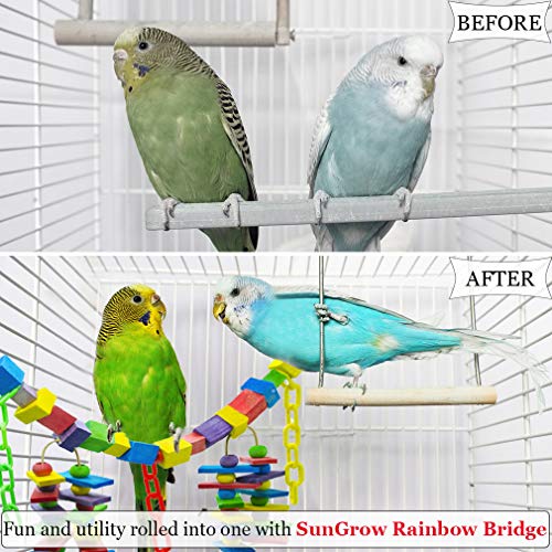 SunGrow Parrot Toy, 19” x 7.5”, Colorful Wooden Beads and Metal Chain Link Hanger, Multicolored, 1 Pc per Pack - Image 4