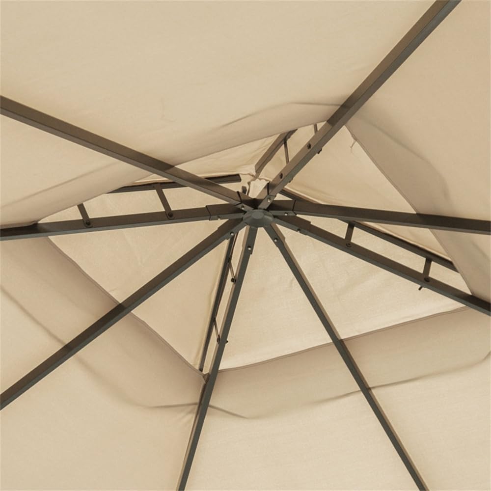 9.7 x 9.7 FT Aluminum Frame Gazebo, Outdoor Party Tent with Double Vented Canopy & Mesh Netting, Water-Resistant Square Shelter with Sidewall Curtains, 8 Ground Stakes for Patio Deck Garden