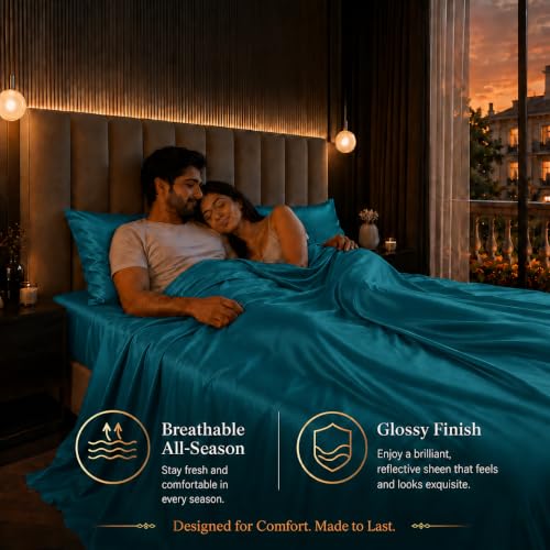 Image of Cloth Fusion Flat Satin Bedsheet Super King Size 108x108 inch