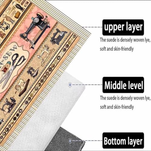 Tapete multicolor area rug con diseño máquina de coser 6'x9' miniatura 3