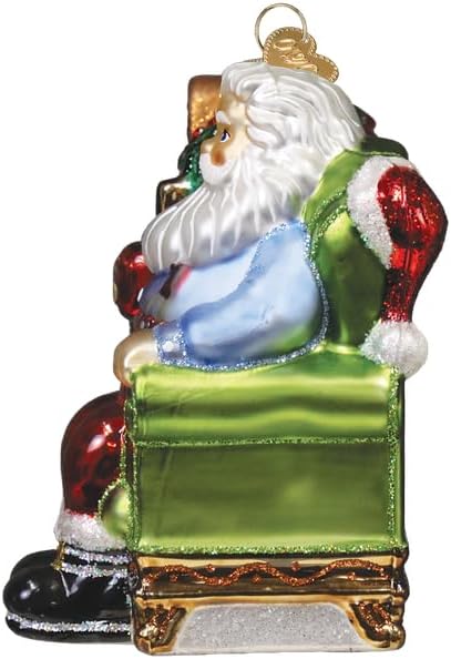 Old World Christmas Santa at Hearth Glass Hanging Ornament