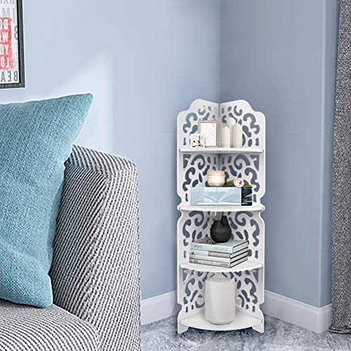 4 étages Étagère d'angle Meuble d'angle Rangement Meuble de Rangement Bibliothèque d'angle Bibliothèque de Rangement Étagère de rangement pour Salon Chambre Cuisine Balcon Salle de Bain 22 x 18 x 80cm - Image 4