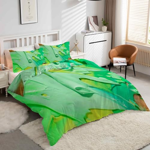 Housse de couette 220x240 microfibre douce avec zip ensemble de lit 3 pièces vert