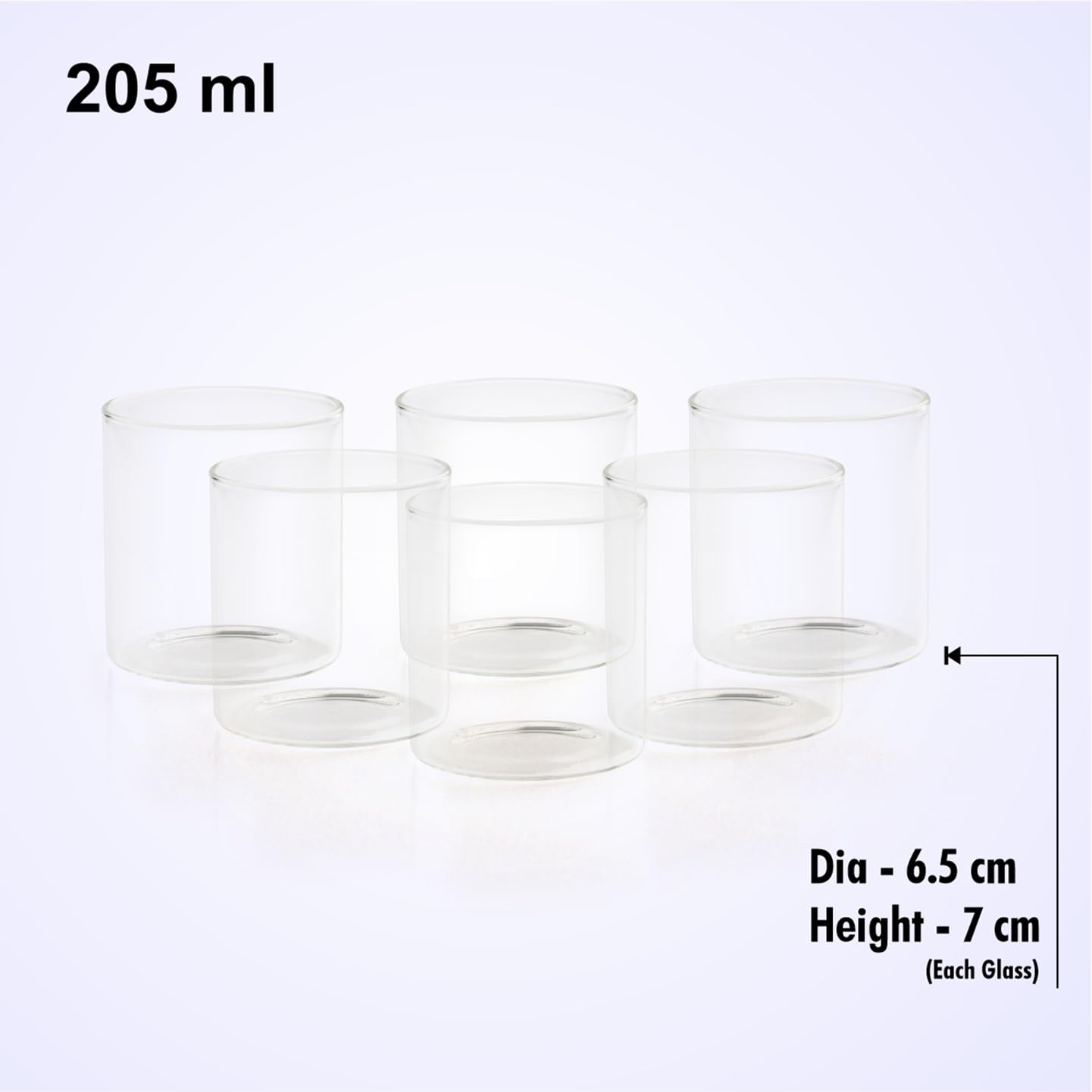 Signora Ware Illusion Borosilicate Glass Drinking Glass | Crystal Clarity | Odorless & Lightweight | Heat and Scratch Resistant | Best for Serving Drinks & Lemonade On Gatherings (205Ml X 6 | Clear) 1