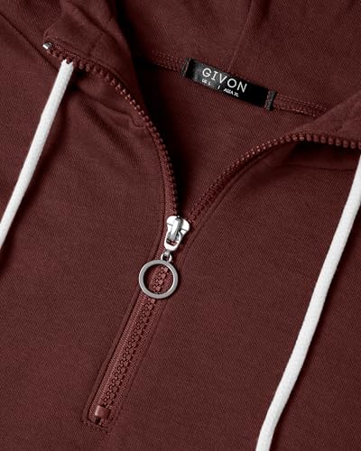 Image of GIVON Womens Casual Zip Up Hoodie Cotton Blend Soft Fabric Basic Layering Hooded Jacket with Kangaroo Pocket
