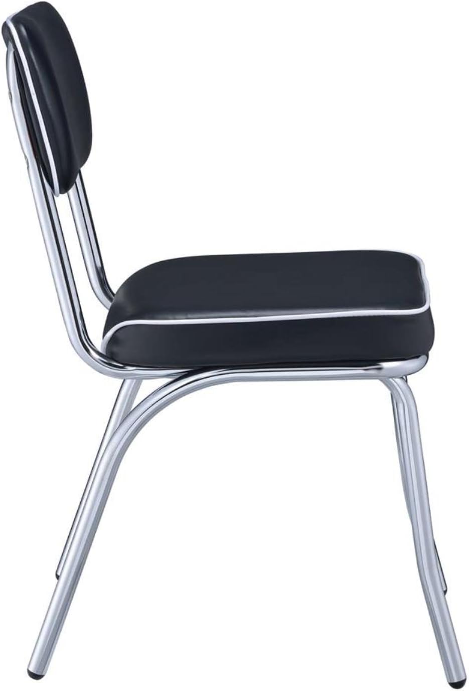 Transitional Faux Leather Side Chair in Black with Metal Frame