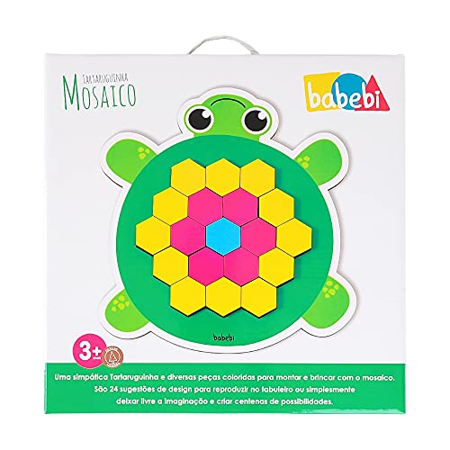 Quebra Cabeça Infantil De Madeira Mosaico Tartaruga 64 Peças Babebi