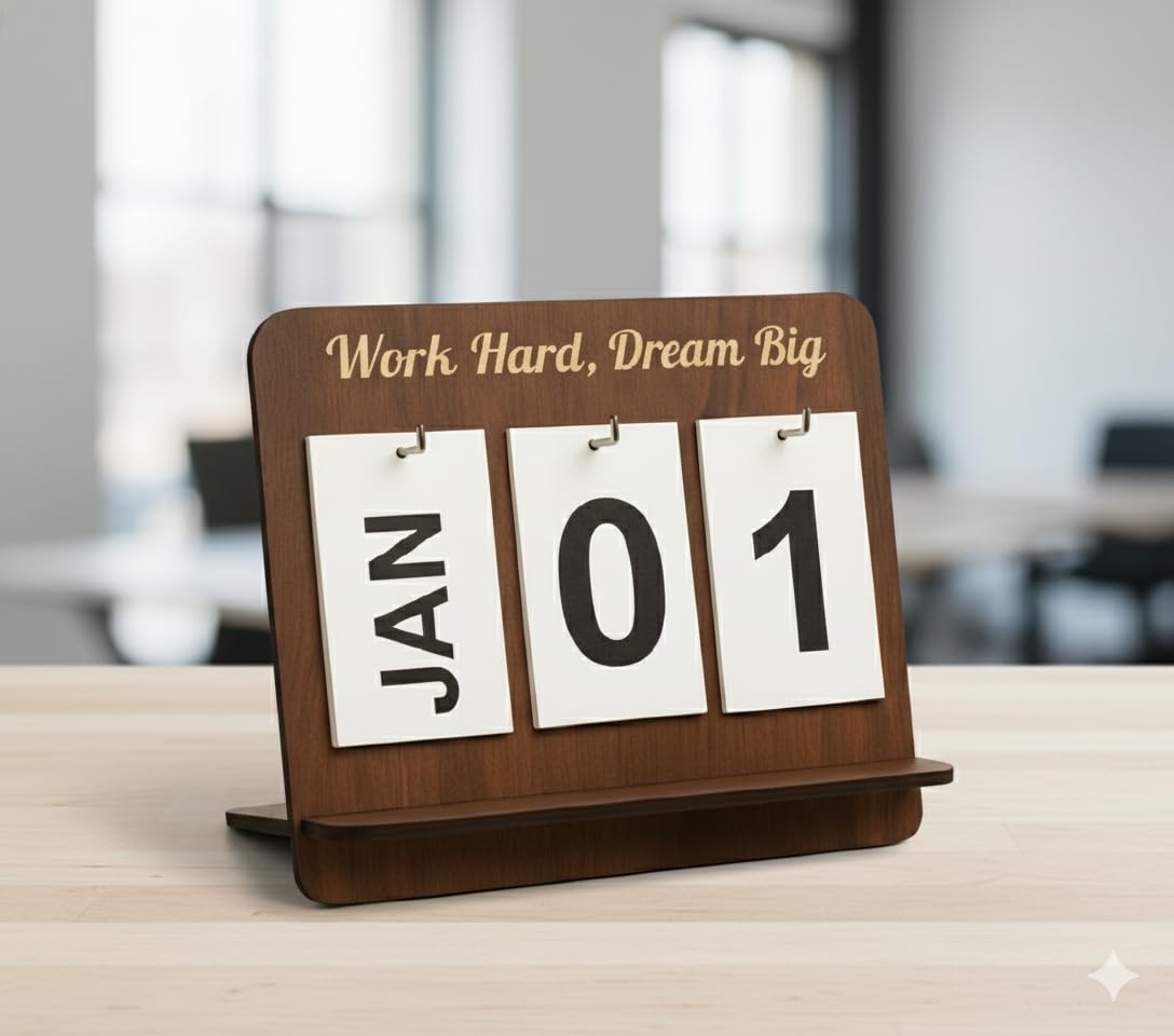 Wooden Lifetime Infinite Motivational Quote 3D Desk Table Calendar for Office/home Made in India (B)-image-24