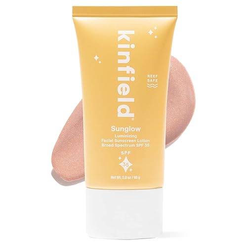 Kinfield Sunglow - Protector solar mineral para rostro - SPF 35 - Tinte luminizante - Fragancia 100% natural, cuidado de la piel seguro para