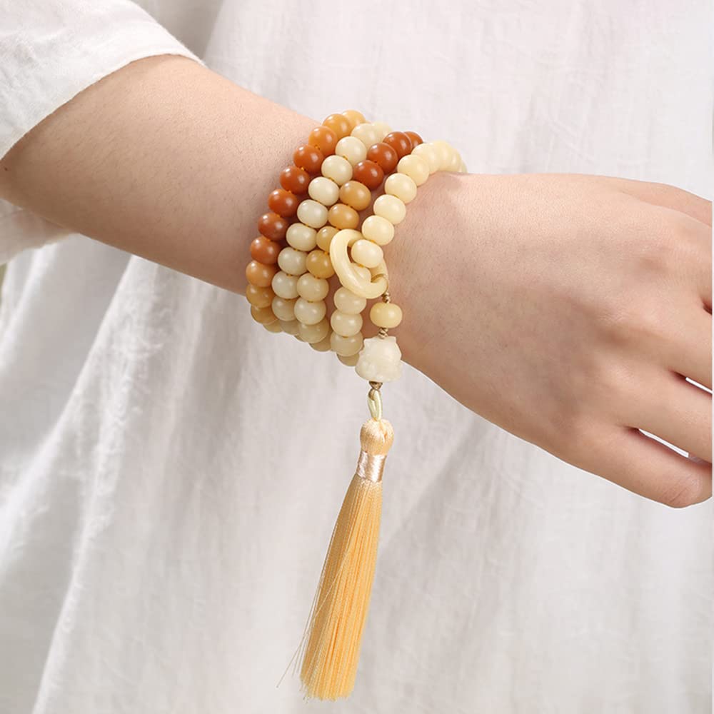 Bracciale con Perline di radice Bodhi Sfumata 108 Collana