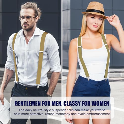Image of Aomig Men's Adjustable Wide Braces, Extra Wide X Braces for Men, Braces for Men with Very Strong 4 Clips - 3.5 cm