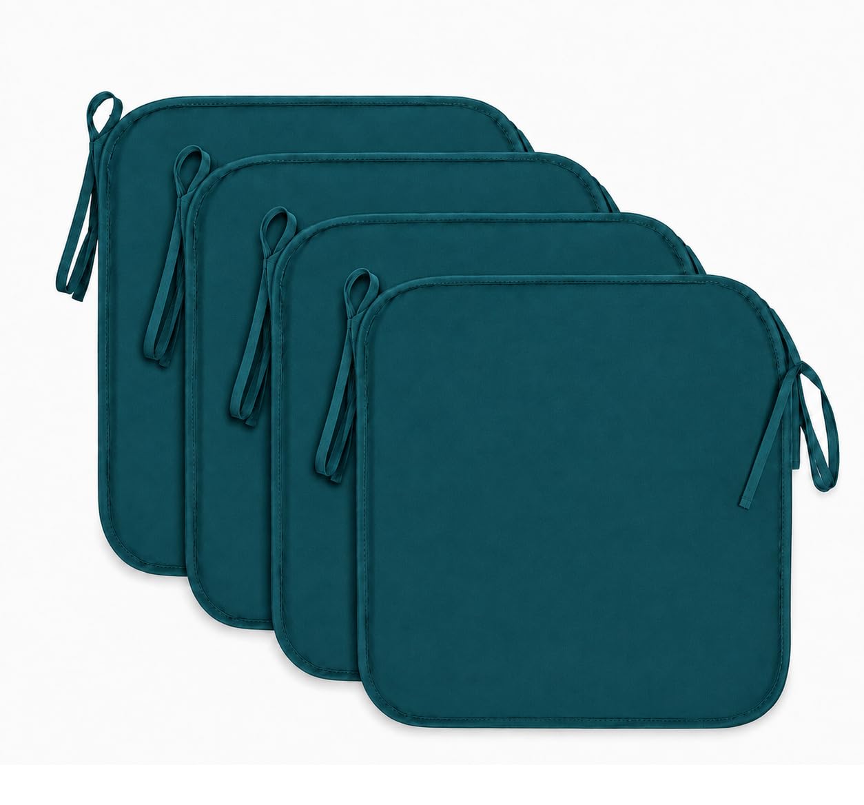 INSAFIANS Pack of 4 Waterproof Chair Seat Pads Comfortable Tie-On Cushions for Dining Patio Kitchen Chairs Outdoor Seating (Green)