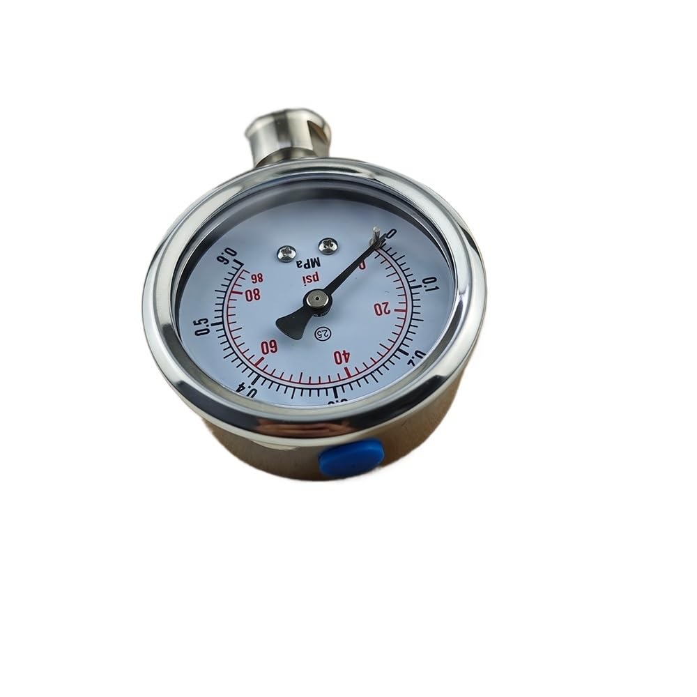 Manómetro de 1,5" con abrazadera triple (50,5 mm), 0-16 bar, cuerpo de acero inoxidable SS304 con abrazadera triple SS316