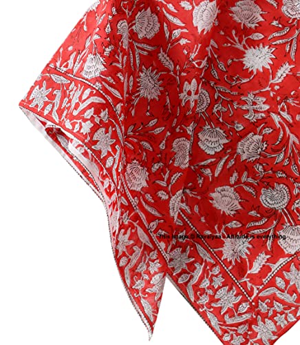 Image of Ravaiyaa - Attitude is everything Sanganer Hand Block Printed Scarves Pure Cotton Scarf Square Hijab Dupatta 40 inch X 40 inch Inch