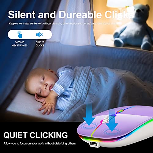 Image of KLO Rechargeable Bluetooth 5.2 /3.0 /Type-C /USB-2.4G Mouse for MacBook /MacBook air /Pro /iPad, Wireless Mouse for Laptop /Notebook /pc /iPad /Chromebook (2 /Purple)