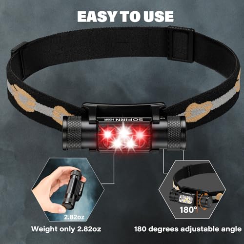 Image of sofirn LED Headlamp Rechargeable, H35R Super Bright Lightweight Head Light with 660nm Deep Red Light, 1500 Lumens White Light, IPX6 Waterproof Head Flashlight for Running Hiking Camping