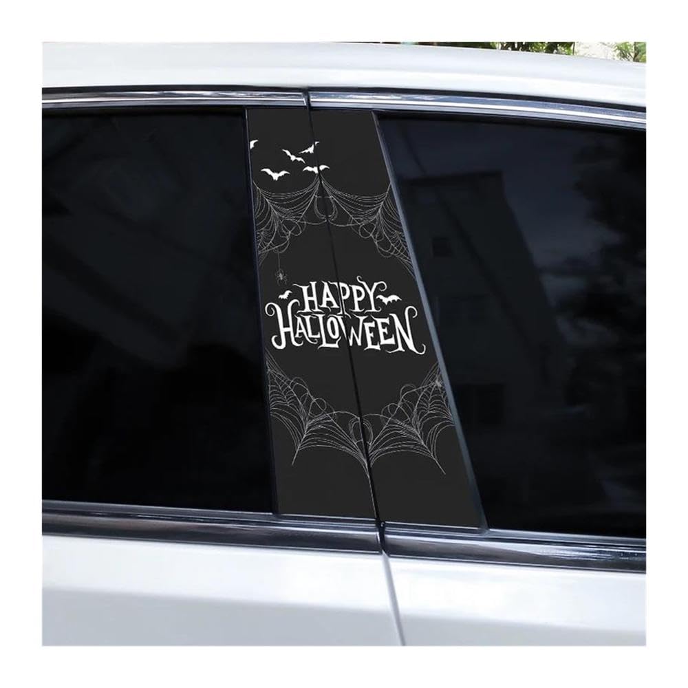 Body Parts 2pcs Halloween Black and White English Car Center Column Stickers DIY Car B-Pillar Decals(K)