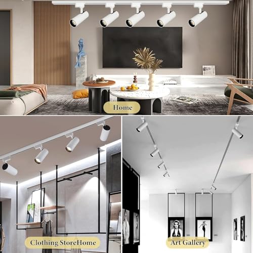 Image of White Dimmable H Type Track Lighting Heads (No Track Rails), 6PCS Brightened 3000K Warm White 20W 2400lm for Accent Lighting, LED Track Lighting Ceiling Spotlight Fixture